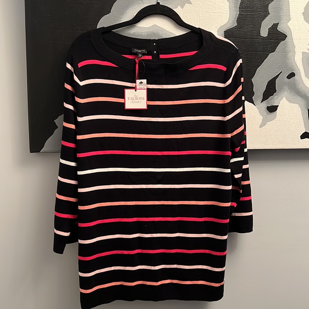 Talbot’s plus 2X cotton/rayon striped sweater New w/tags!